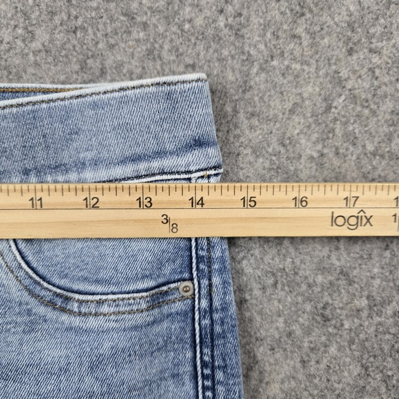 Spanx Kick Flare Jeans Womens Small Blue Denim Pull On Wide Leg Cropped - Picture 10 of 16
